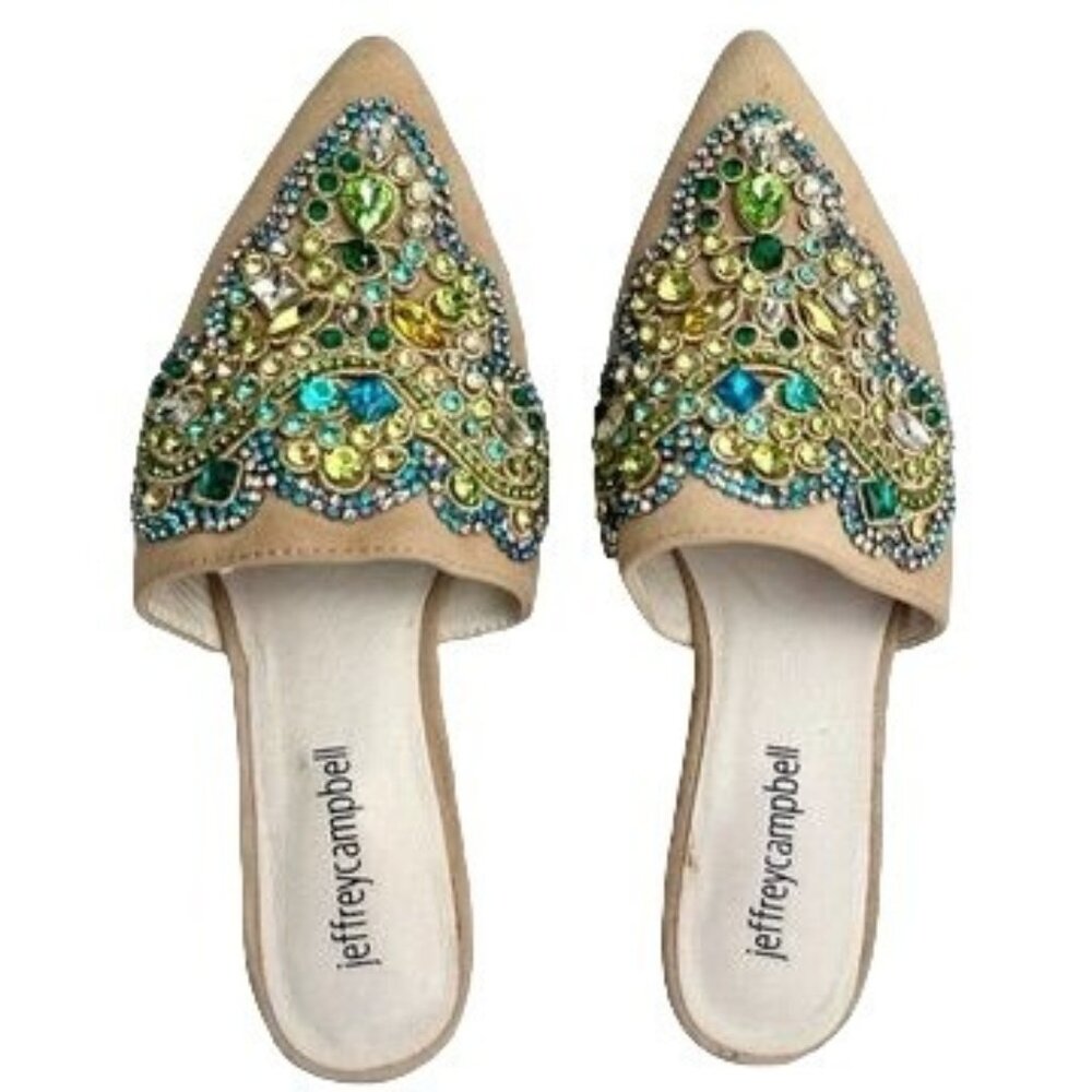 Jeffrey Campbell For Anthropologie Olden Flats Gem Embellished Suede Shoe 5.5M